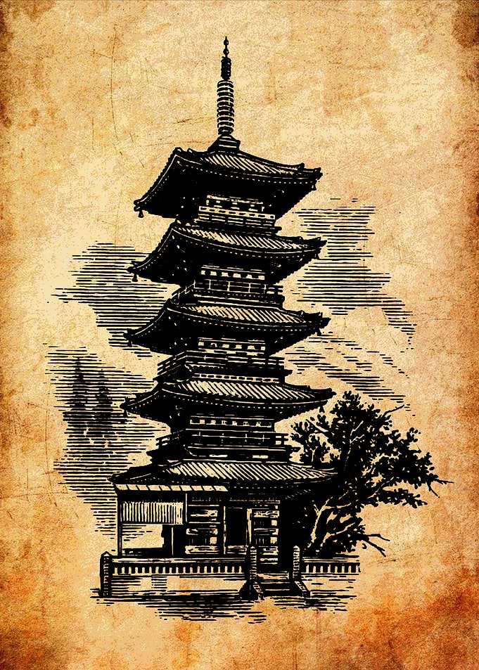 Japanese Pagoda Illustration