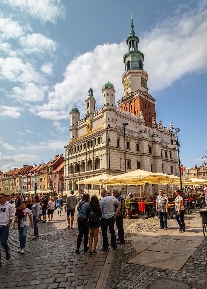 Town Square with Historic Building .Poznań is a centre of trade, sport, education, technology and tourism