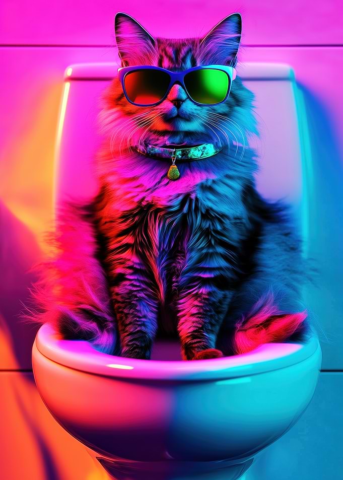 Cool Cat on Toilet