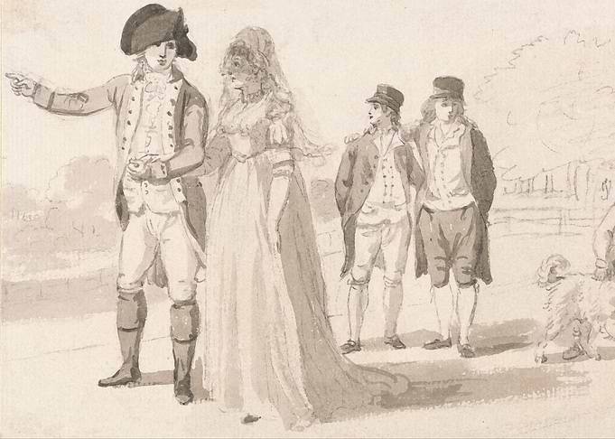 18th Century Couple with Attendants