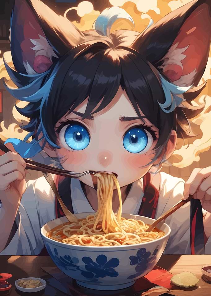 Anime Girl Eating Ramen