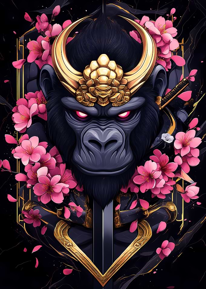 Samurai Gorilla Art Print Animal