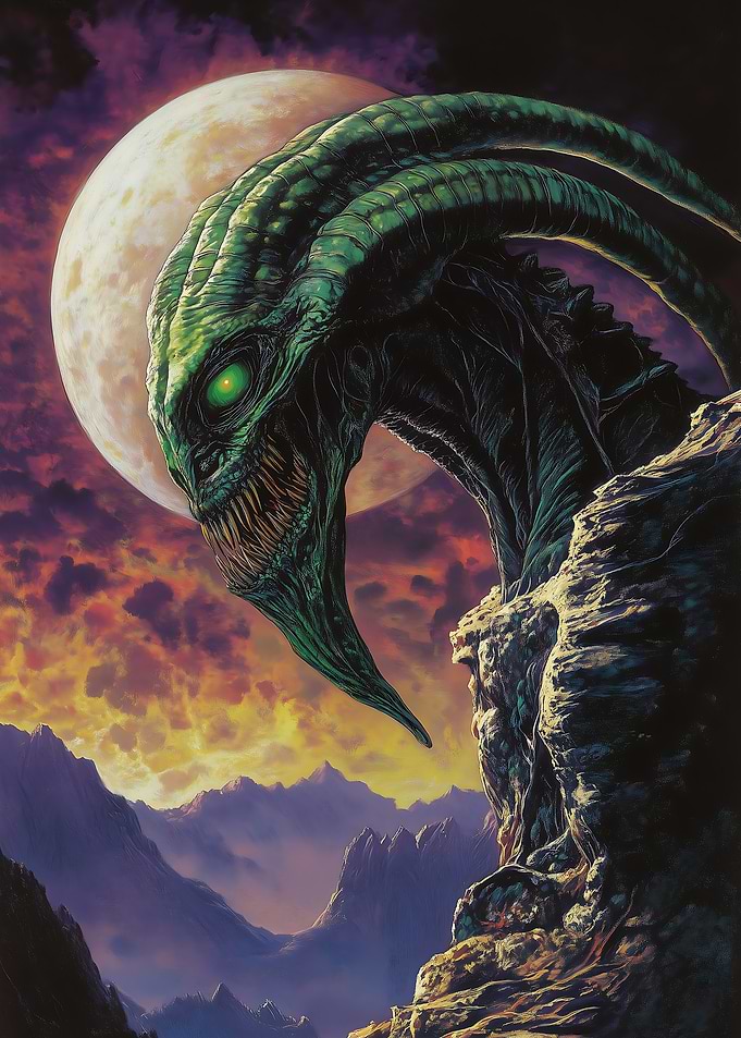 Alien Creature in Mountain Landscape