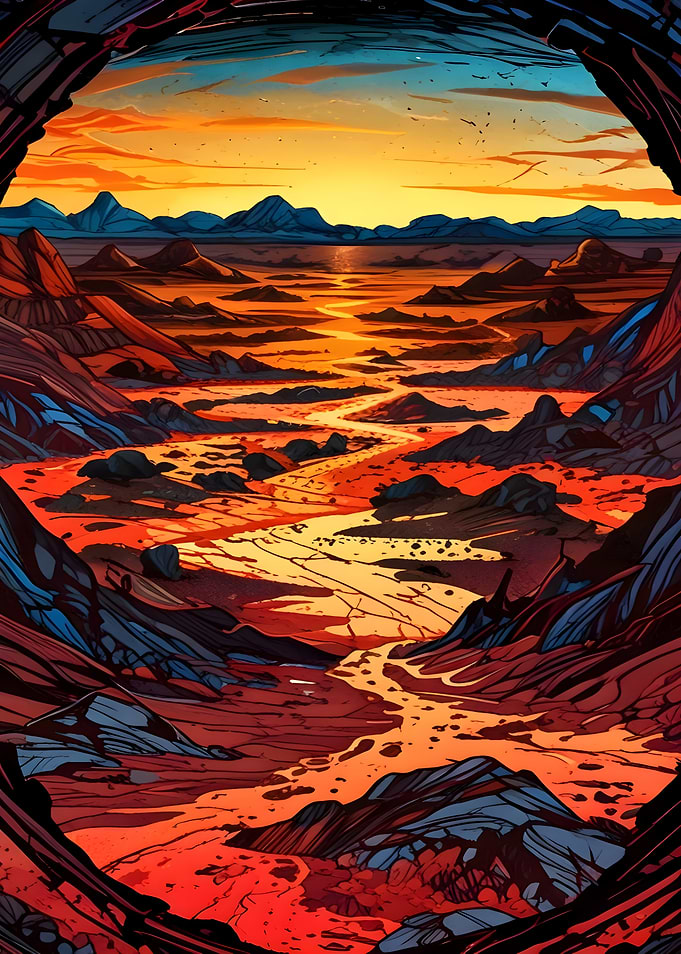 Sunset Over Desert