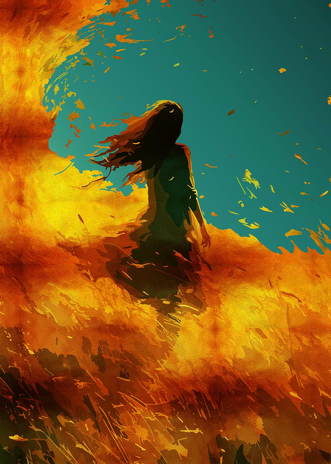 Ethereal Lady in a Golden Field