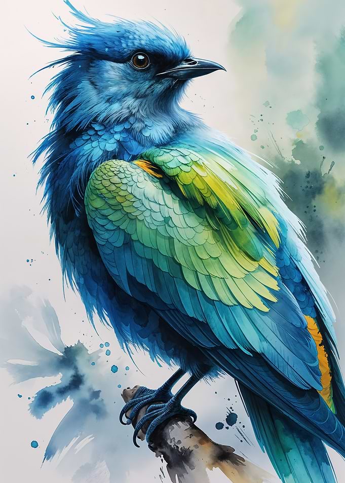 Watercolor Blue Bird