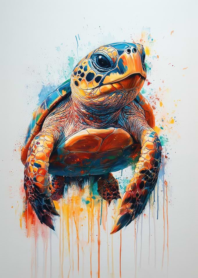Colorful Sea Turtle Painting