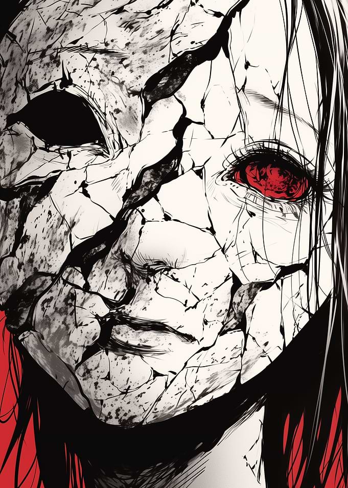 Cracked Face Horror Art