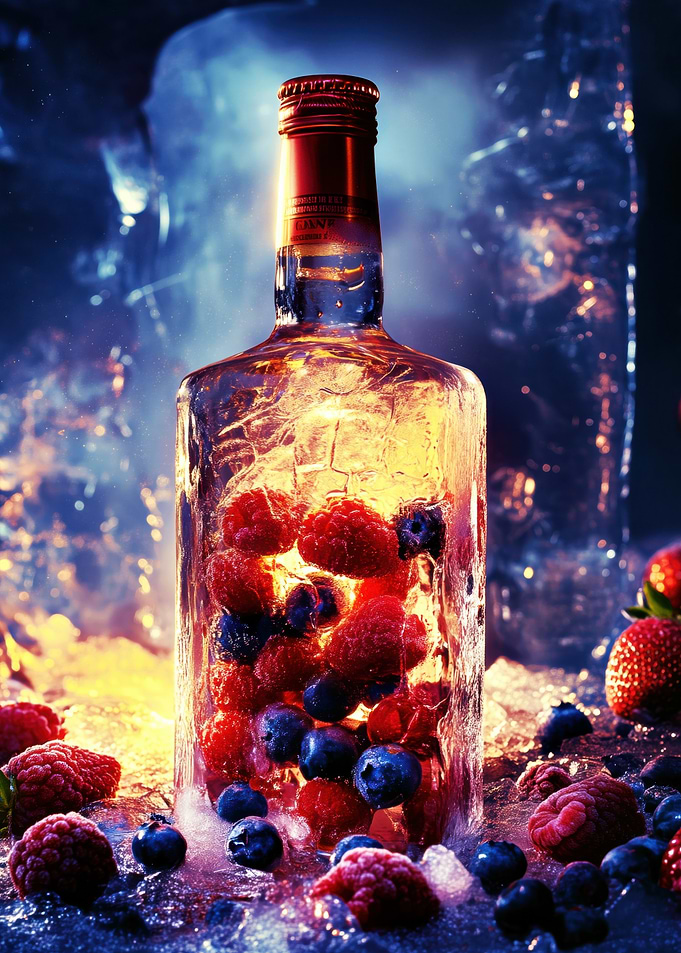 Frozen Berries in Bottle