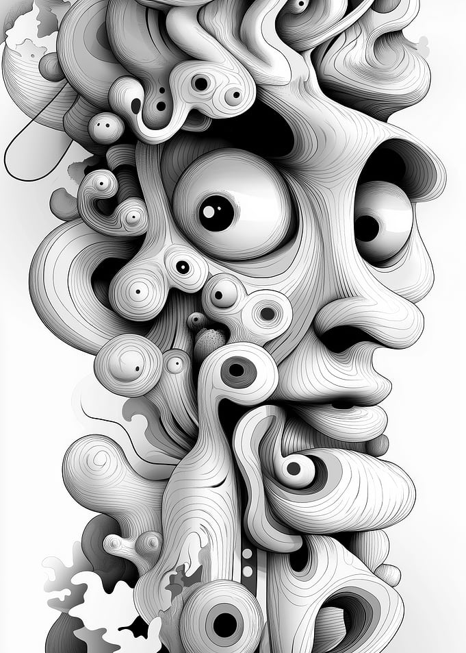 Abstract Monochrome Face