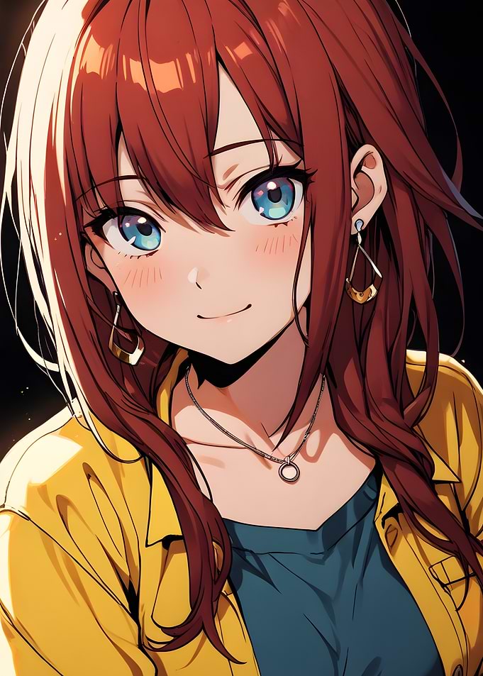 Anime Girl with Red Hair