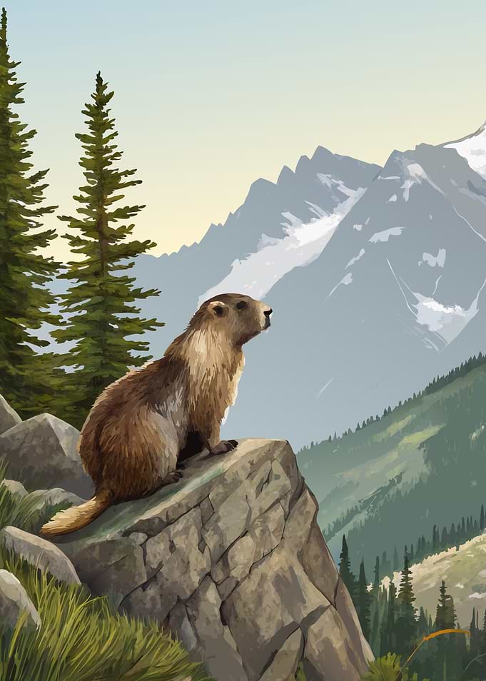 Marmot on Mountain Peak
