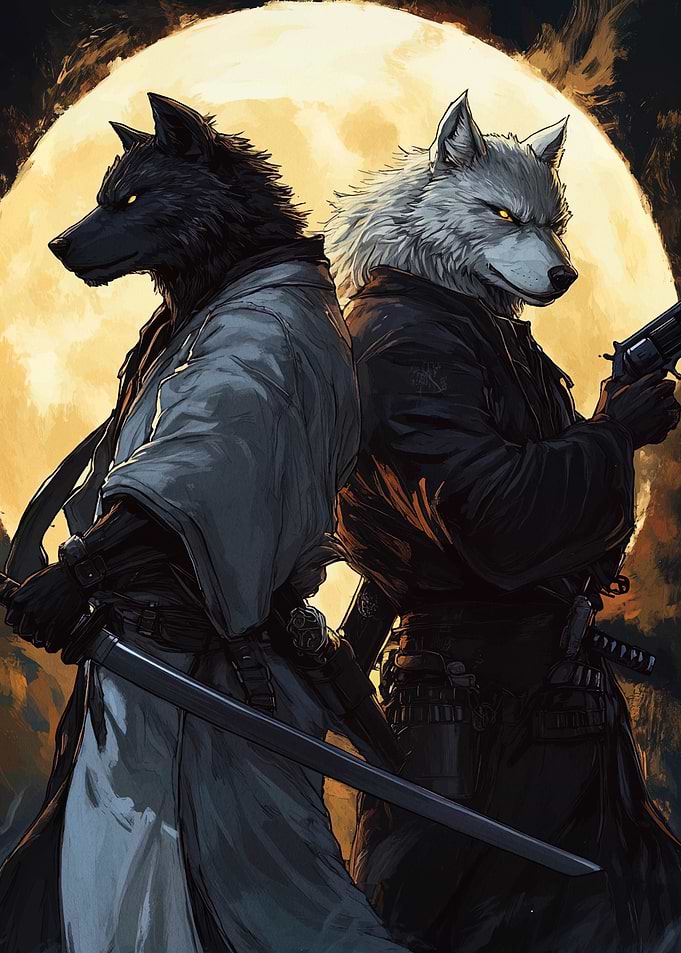 Wolf Samurai and Gunslinger