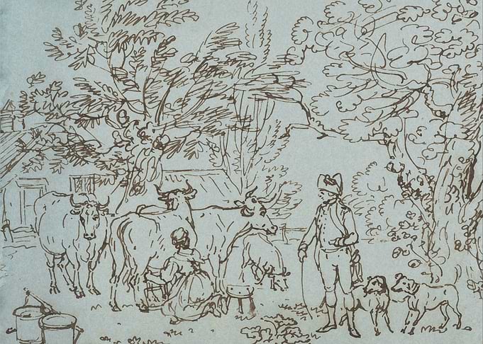 Rural Scene with Cows and Figures