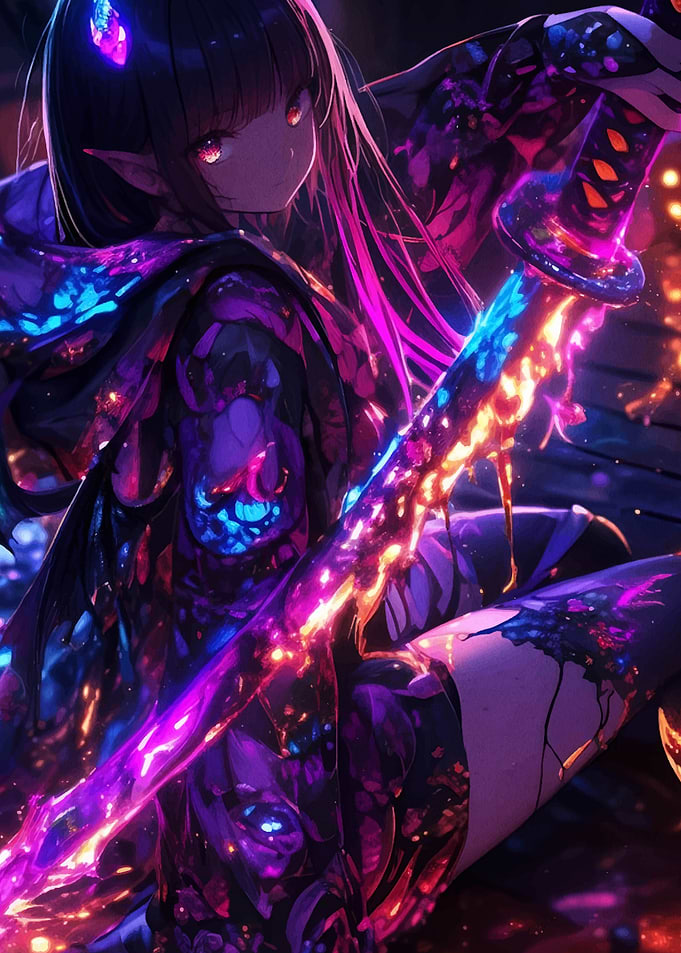Anime Girl with Glowing Sword