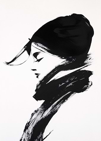 Black and White Woman Portrait