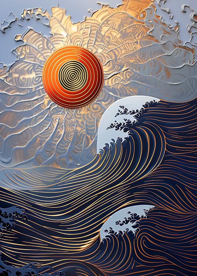 Gold Wave Abstract Art
