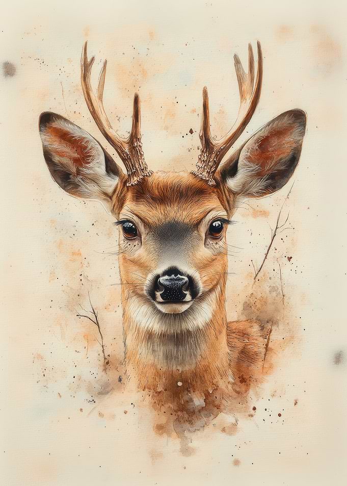 Deer Portrait Watercolor