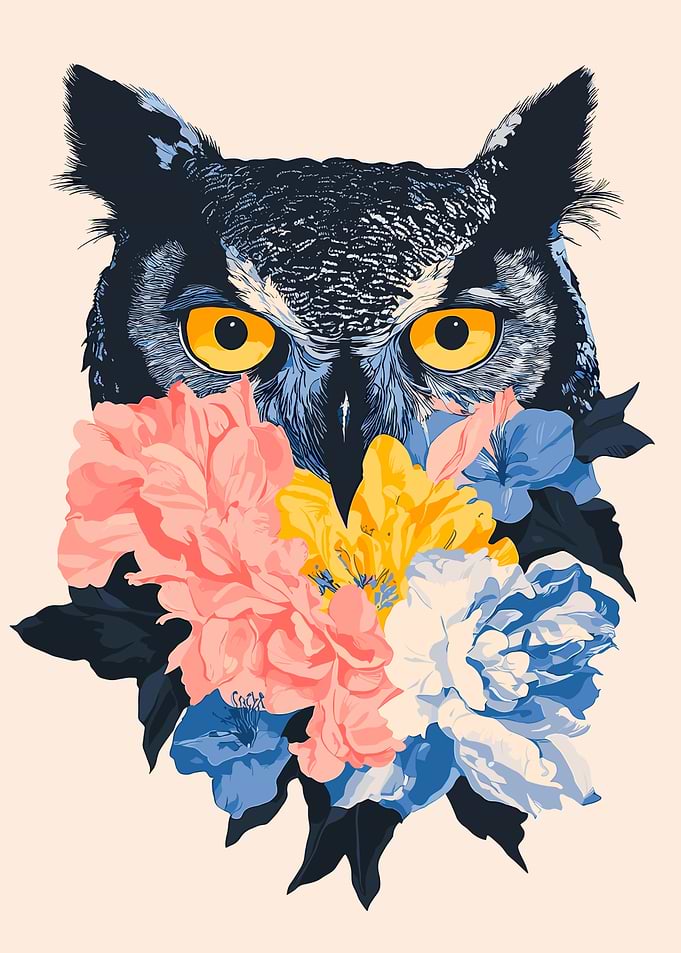 Owl with Flowers