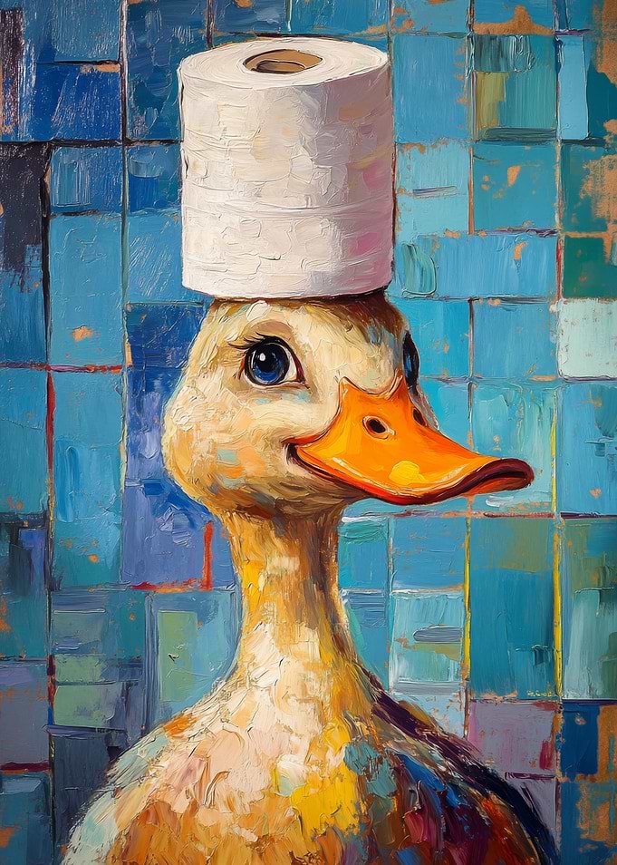 Duck with Toilet Paper Hat