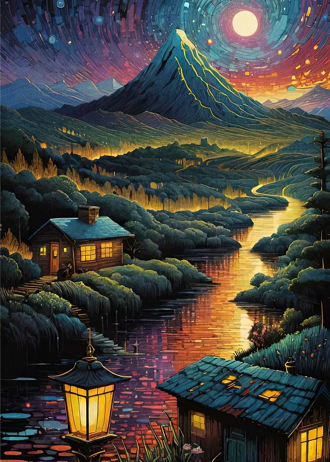 Mountain Lake Night