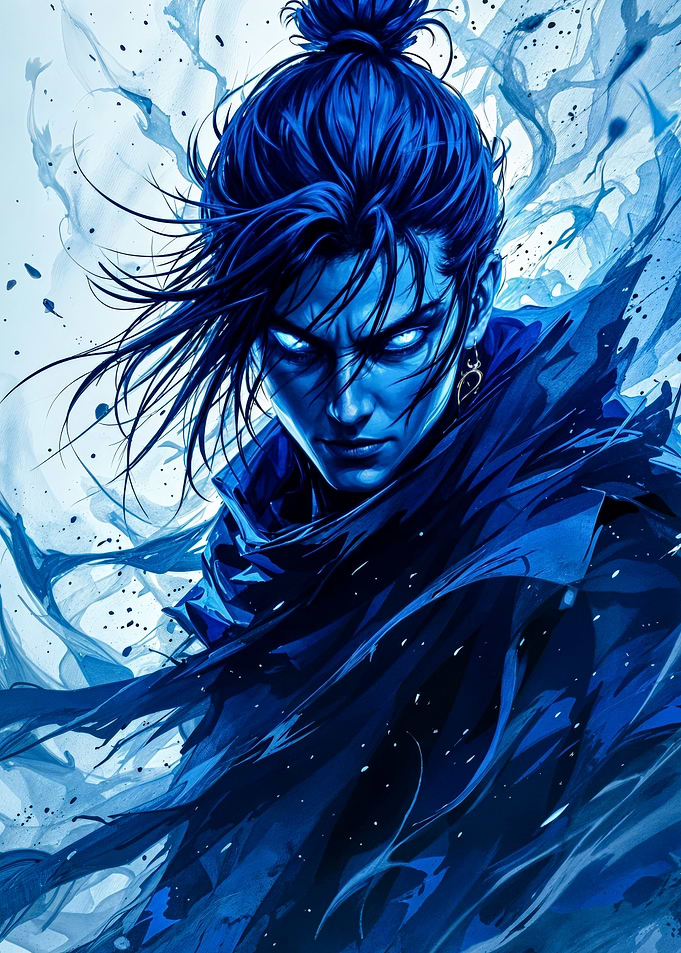 Blue Anime Character Art