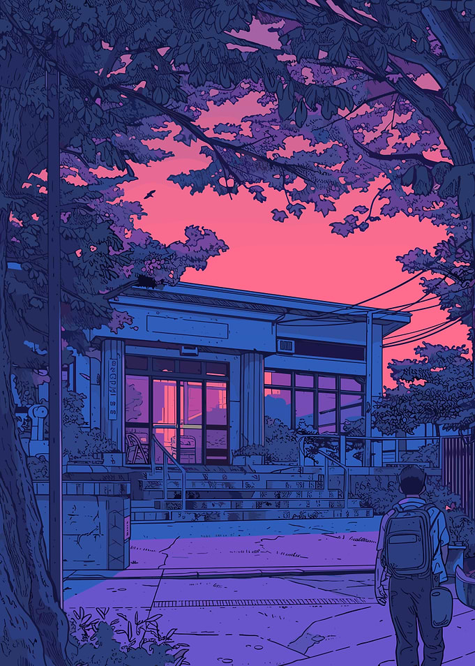 Japanese School at Dusk