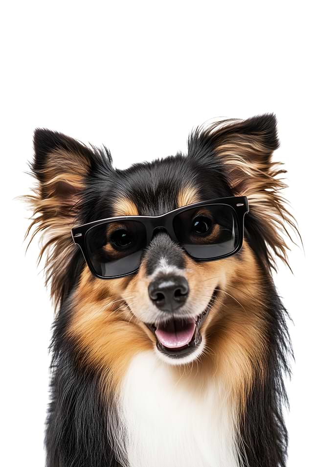 Cool Shetland Sheepdog in Sunglasses
