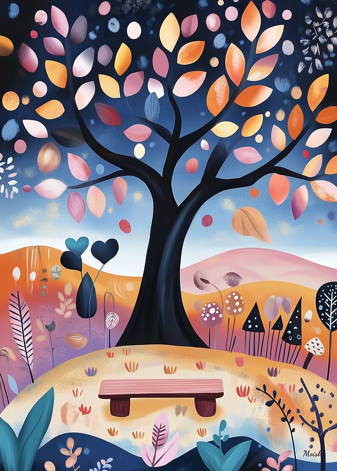 Autumnal Tree with Bench