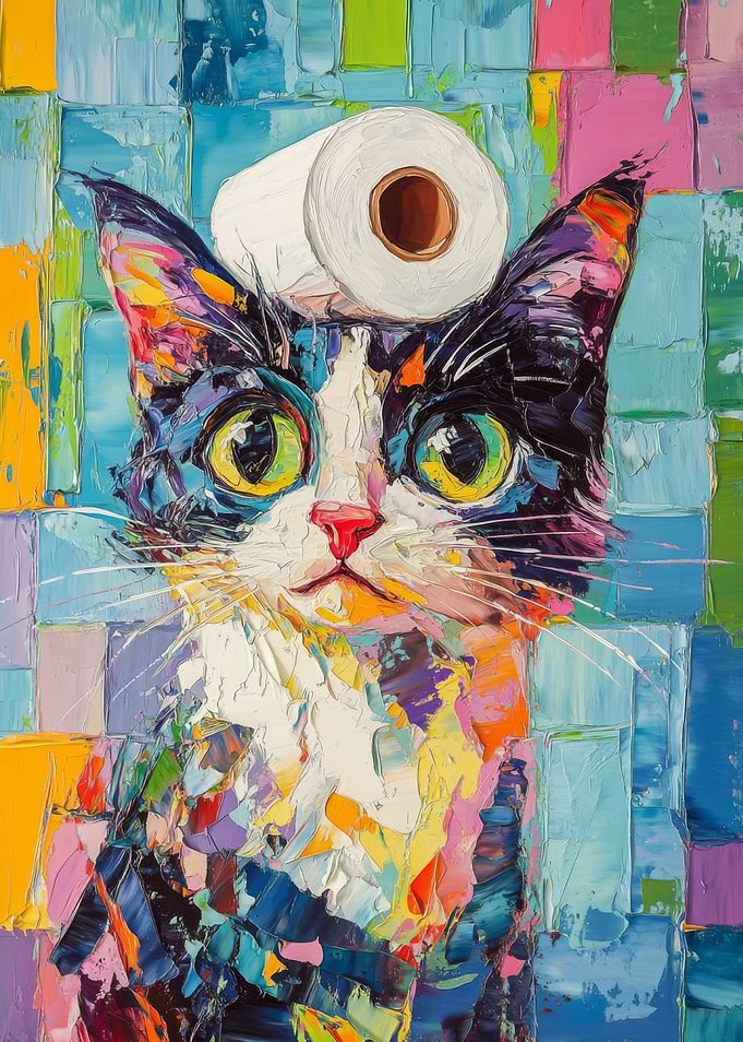 Cat with Toilet Paper