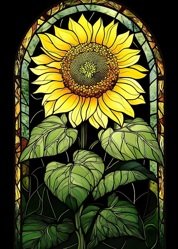 Vibrant Blossom : Stained Glass Sunflower