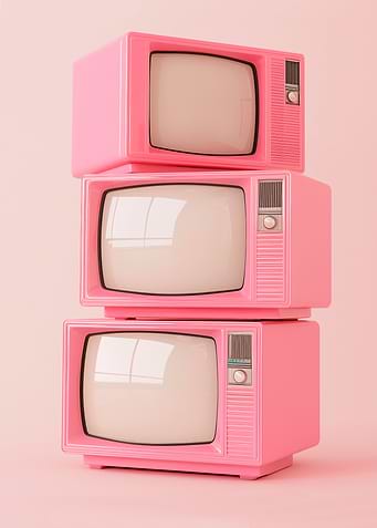 Stack of Pink Retro TVs