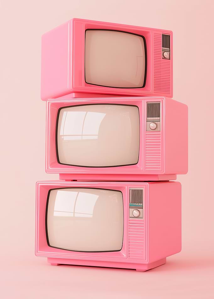 Stack of Pink Retro TVs