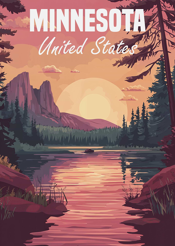 Minnesota Sunset Landscape Poster