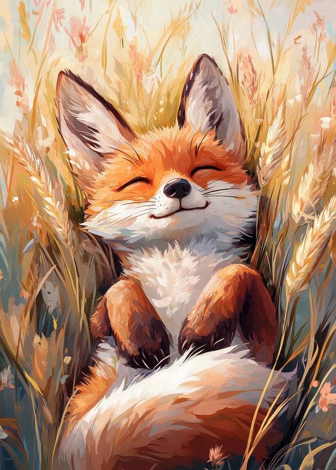 Adorable Fox Relaxing in Golden Wheat Fields