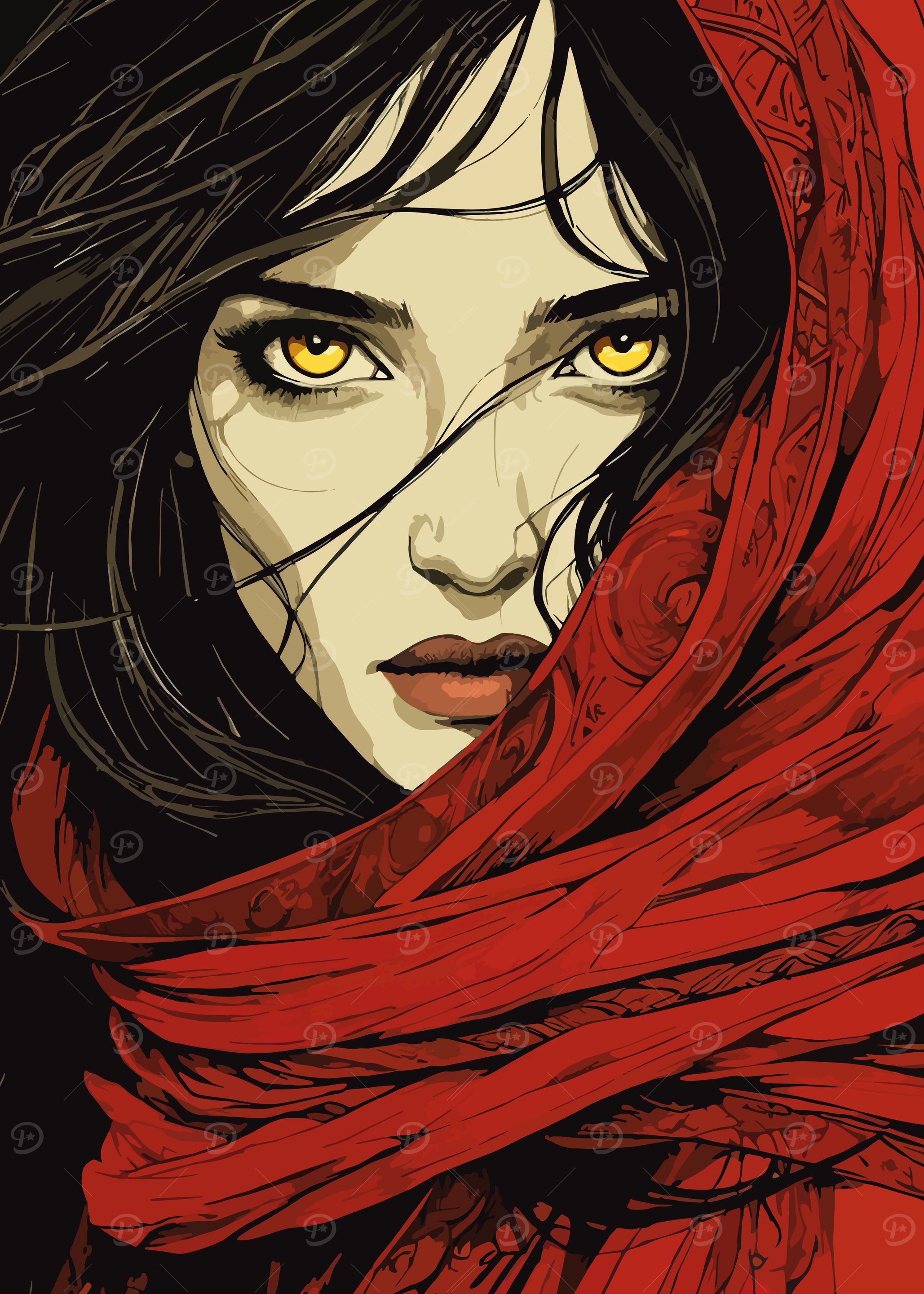 Woman with Red Scarf