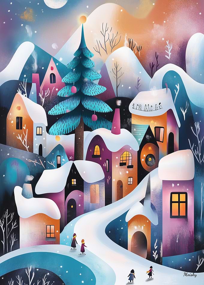 Winter Village Illustration