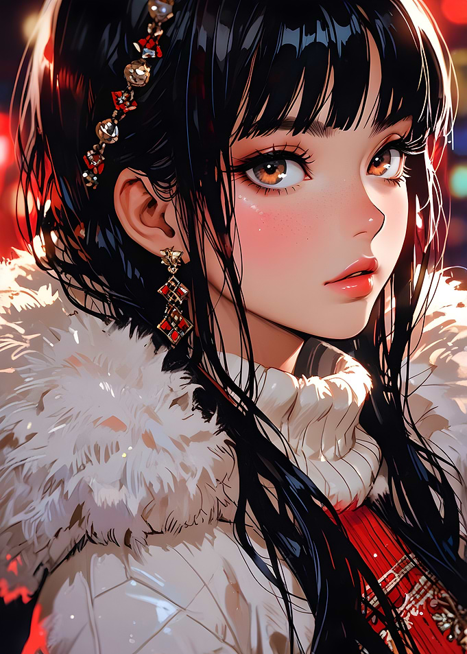 Anime Girl Christmas Portrait