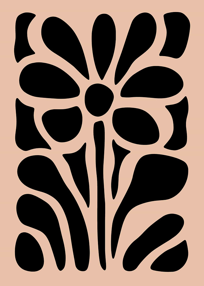 Minimalist Black Silhouette Floral