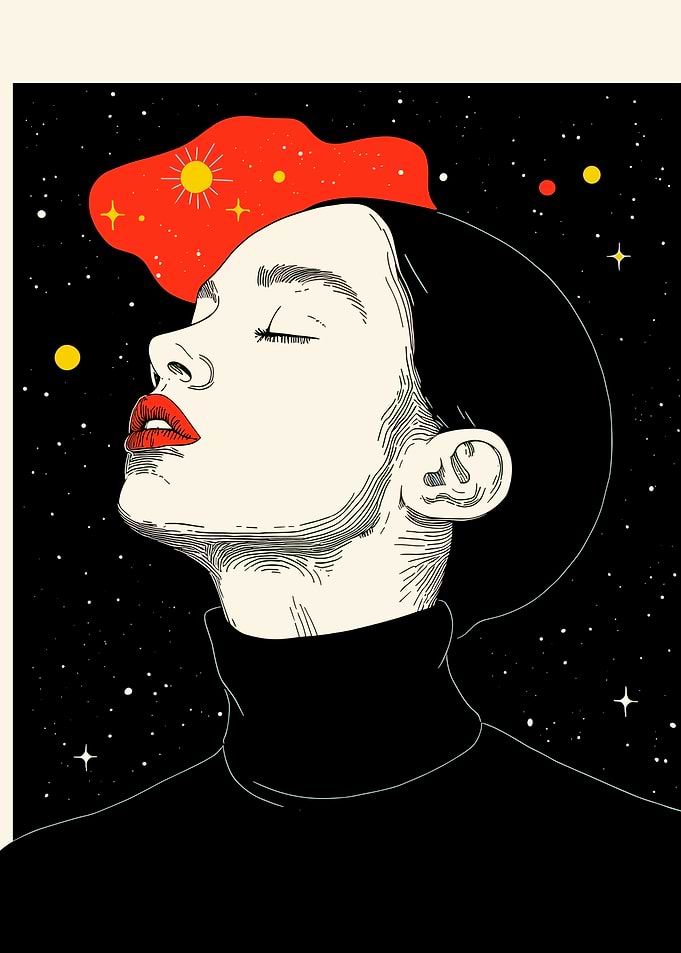Woman Gazing at Stars