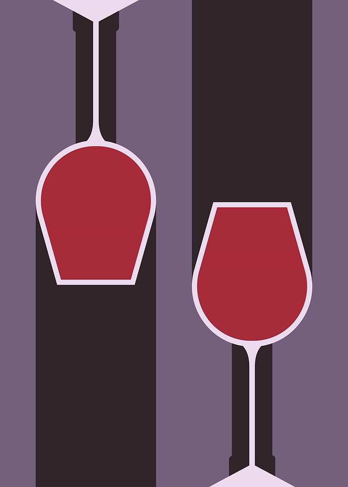 Two wine bottles and glasses