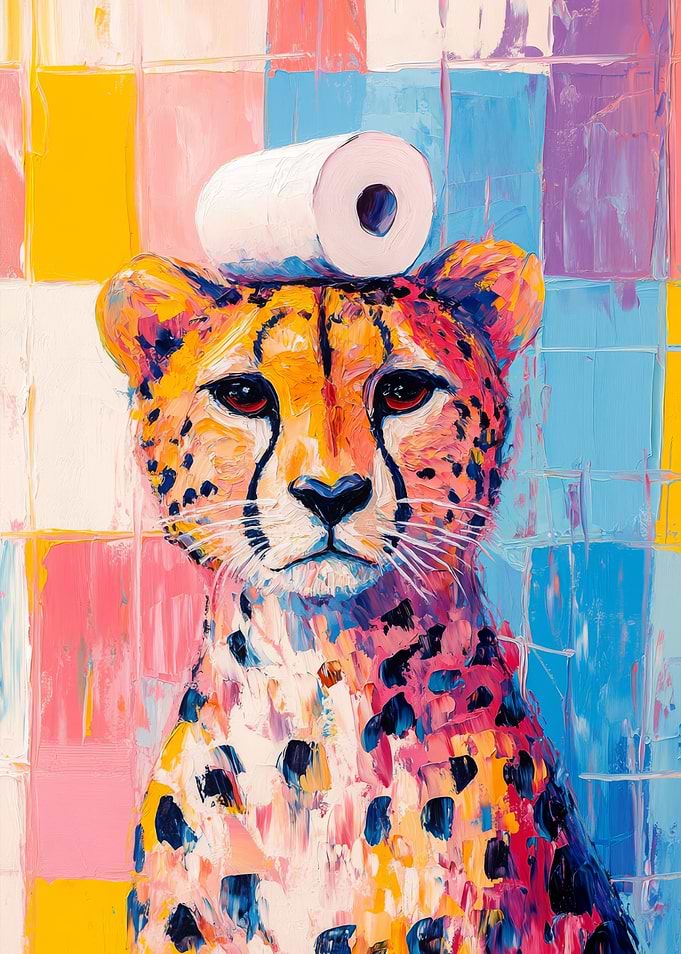 Cheetah with Toilet Paper