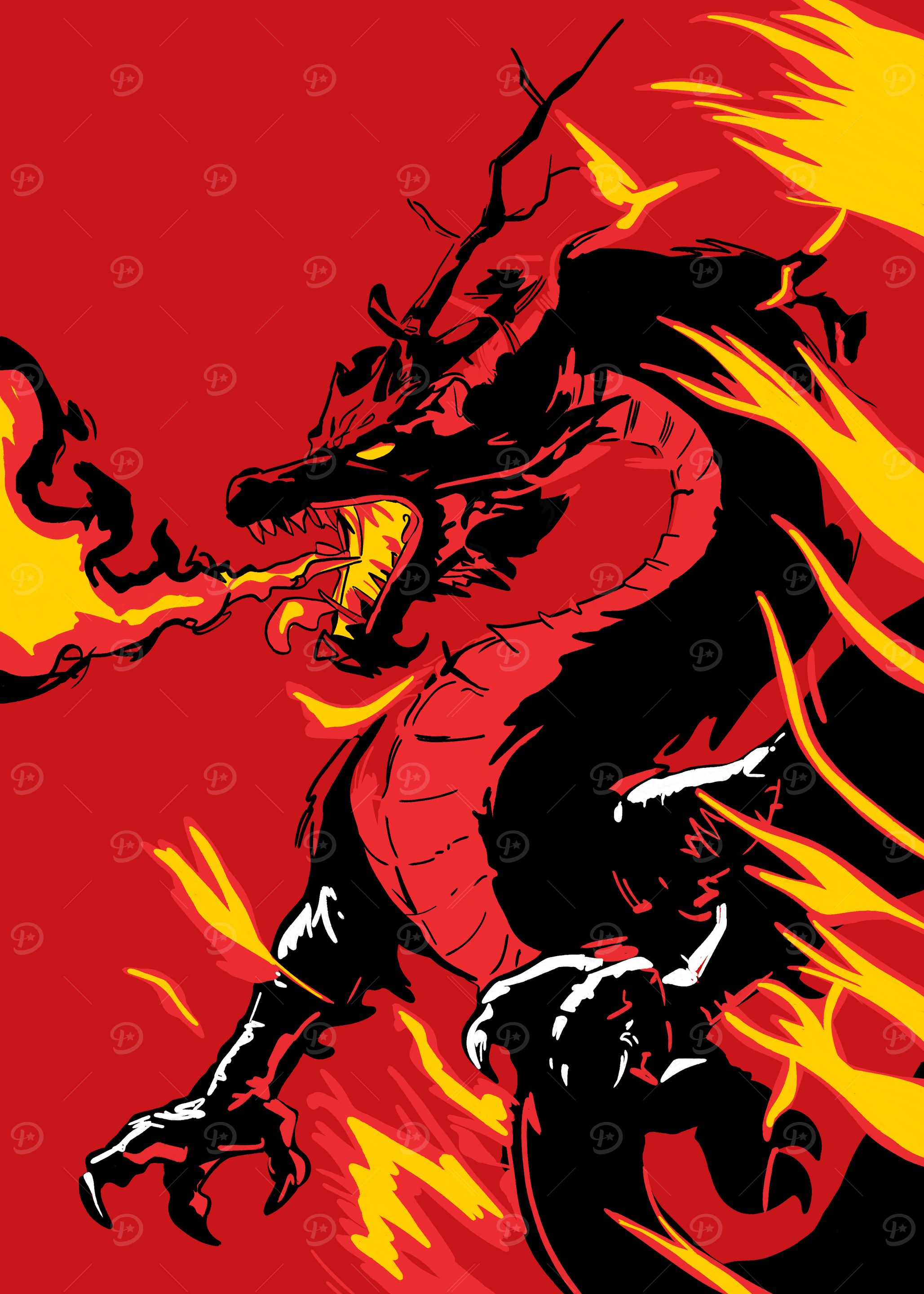 Fiery Dragon Illustration