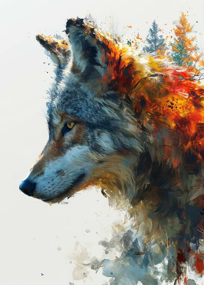 Wolf Watercolor Painting