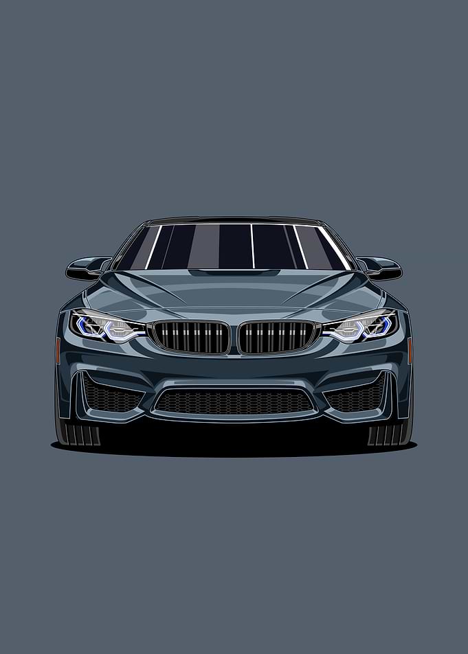 F82 - Modern Sports Car Poster in Gray – Performance Illustration | Car Decor for Fans