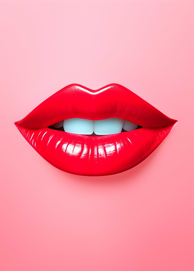 Red Lips on Pink