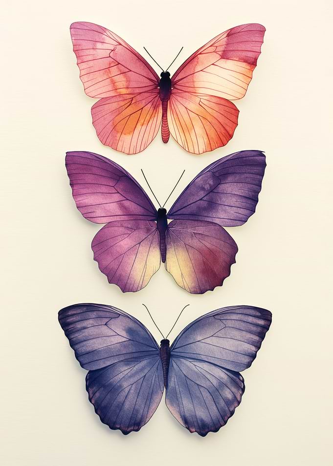 Watercolor Butterfly Trio