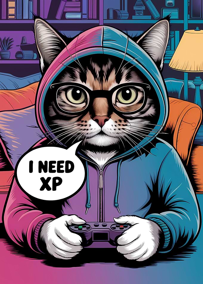 Hoodie Gamer Cat Needs XP