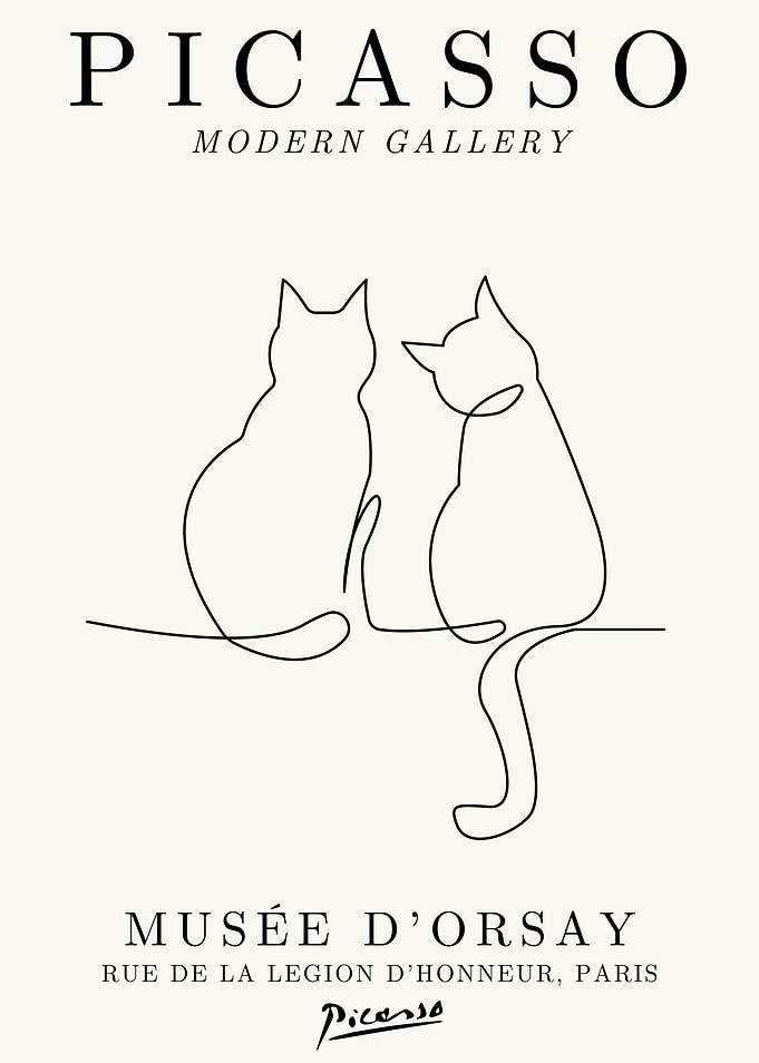 Picasso Cats Line Art