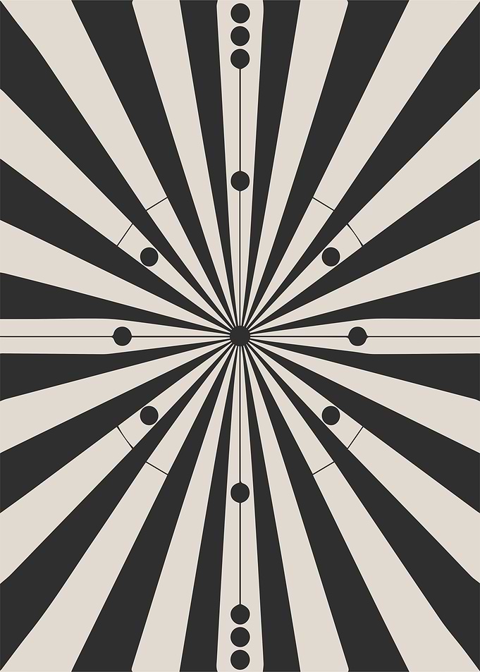 Bauhaus Black and White Geometric Sunburst